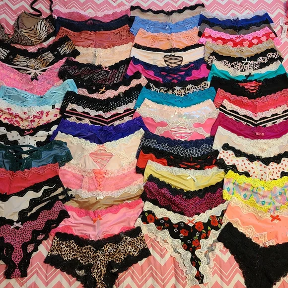 VTG VS Sexy Little Things 2pk Sheer Mesh Lace Classic Cheeky Panties Size Lg - Picture 7 of 7